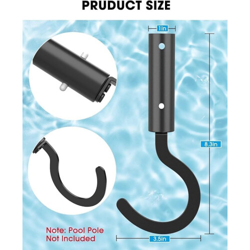 Pool Cleaner Hook for Robotic Retrieval with Wide Pole Compatibility and Durable Seasonal Use 1