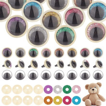 32Pcs Glitter 18mm Plastic Safety Eyes, Colorful Round Craft Doll Eyes 3D for Stuffed Animals, DIY Puppets, Bears, Plush, Christmas Decor