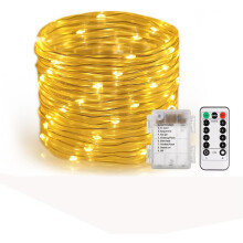 LINLIN LED Rope Lights, 10m 100LEDs Waterproof, Battery Powered, Remote, 8 Modes, Dimmable, Timer, Decorative Lights for Christmas, Garden, Patio