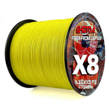 Fishing Line 300M 8 Strands X8 Braided Multifilament PE Strong Compatible with Carp Fishing 18LB 22LB 31LB 39LB 43LB 52LB 61LB 78LB yellow 52lb