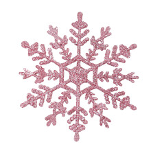 Snowflakes-Christmas Tree Decorations, Plastic Glitter White Snow Flakes Ornaments, Indoor Winter Wonderland Decor Pink - 6PC-10CM