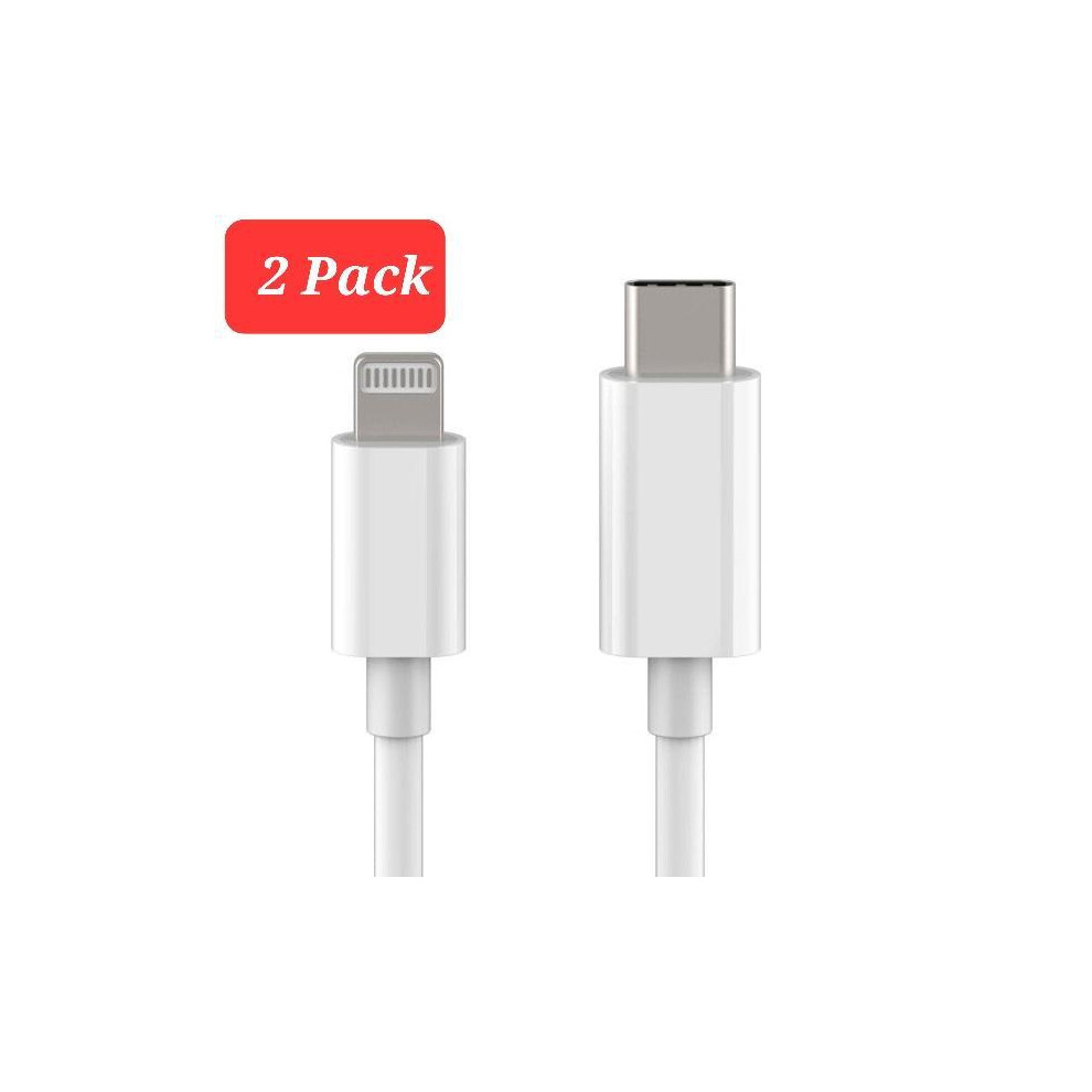 2-Pack Usb-C To Lightning Cable Compatible With Iphone Fast Charger 2 Meter White 9557311160806