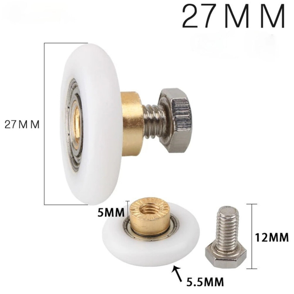 4Pcs Shower Room Pulley Bathroom Sliding Glass Door Wheels Nylon Copper Roller 9557311161339