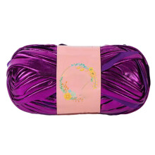 SOFEIYA 100g Imitation Leather Shiny Crochet Yarn Diy Hand-Woven Gauze Strip Material, J