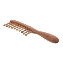 Wooden Wide Tooth Hair Comb Natural Sandalwood Ergonomic Handle for Gentle Detangling and Scalp Massage