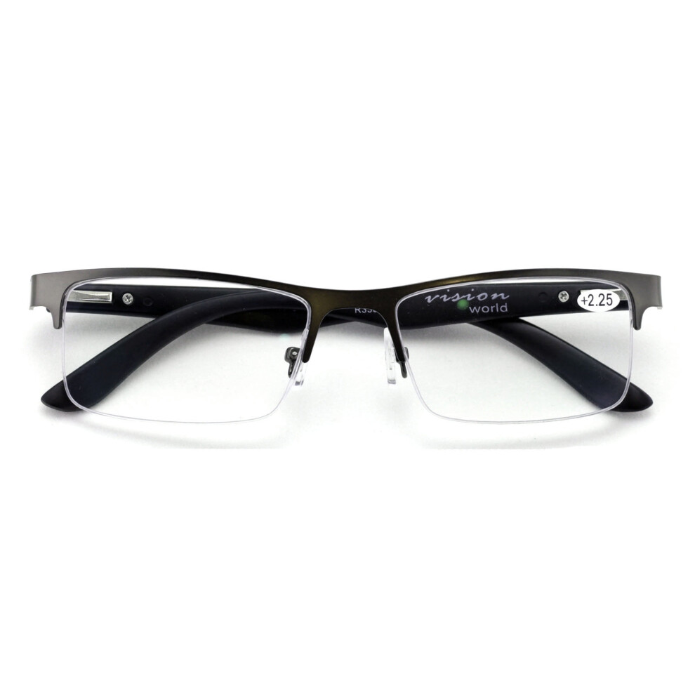 Lightweight Metal Half Rim Reading Glasses With Anti-reflective AR Coating Spring Hinge Reader - TR90 Temple