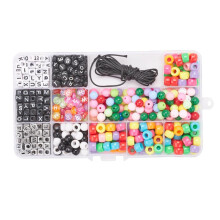 1box DIY Jewelry Set Making Bracelet with Plated Initial Opaque Transparent Acrylic Beads