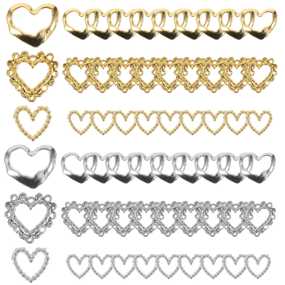 Eease 60pcs Heart Shaped Nail Art Metal Studs for Women