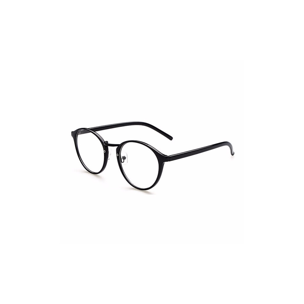 Retro Round/Oval Glasses Black Clear Lenses Without Prescription black