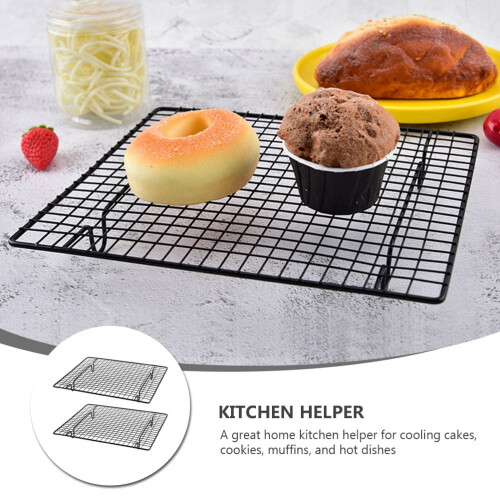 Guangmc Stackable Metal Tool Trays with Nonstick Cooling Grid for Baking (Black) 2