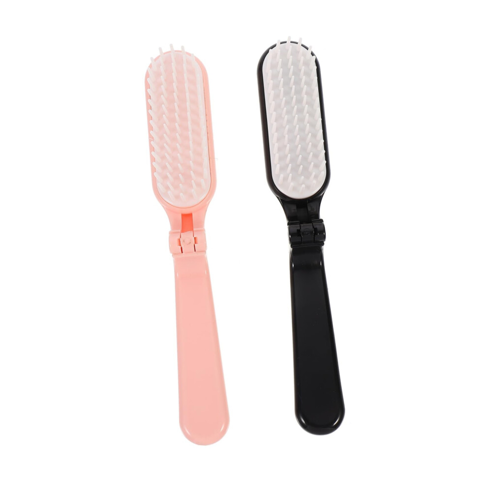 Wide Tooth Comb and Foldable Hair Brush Set for Travel, Curly and Thick Hair