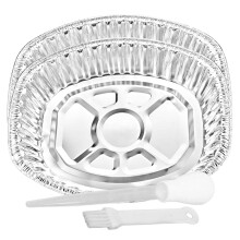 5 Pack Heavy Duty Disposable Extra Large 2 Oval Roasting Pans Baking Basting Set
