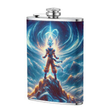 Anime Cartoon 8 oz Stainless Steel Flask PU Leather Flasks for Men Women, Dragon Ball Z Portable Pocket Hip Flasks Bar Accessories Gifts-Style 3