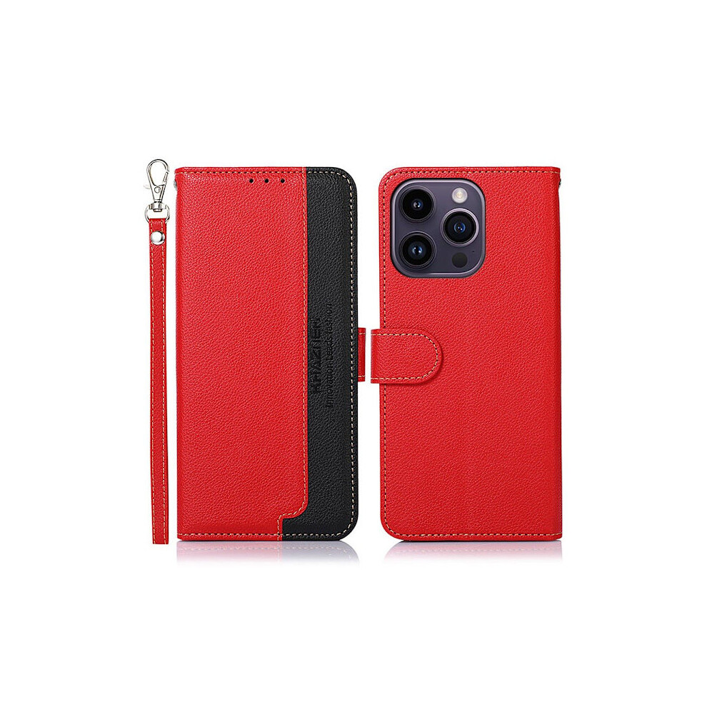 Khazneh For Compatible With Iphone 15 Pro Wallet Case - /Black Red 9499224784833