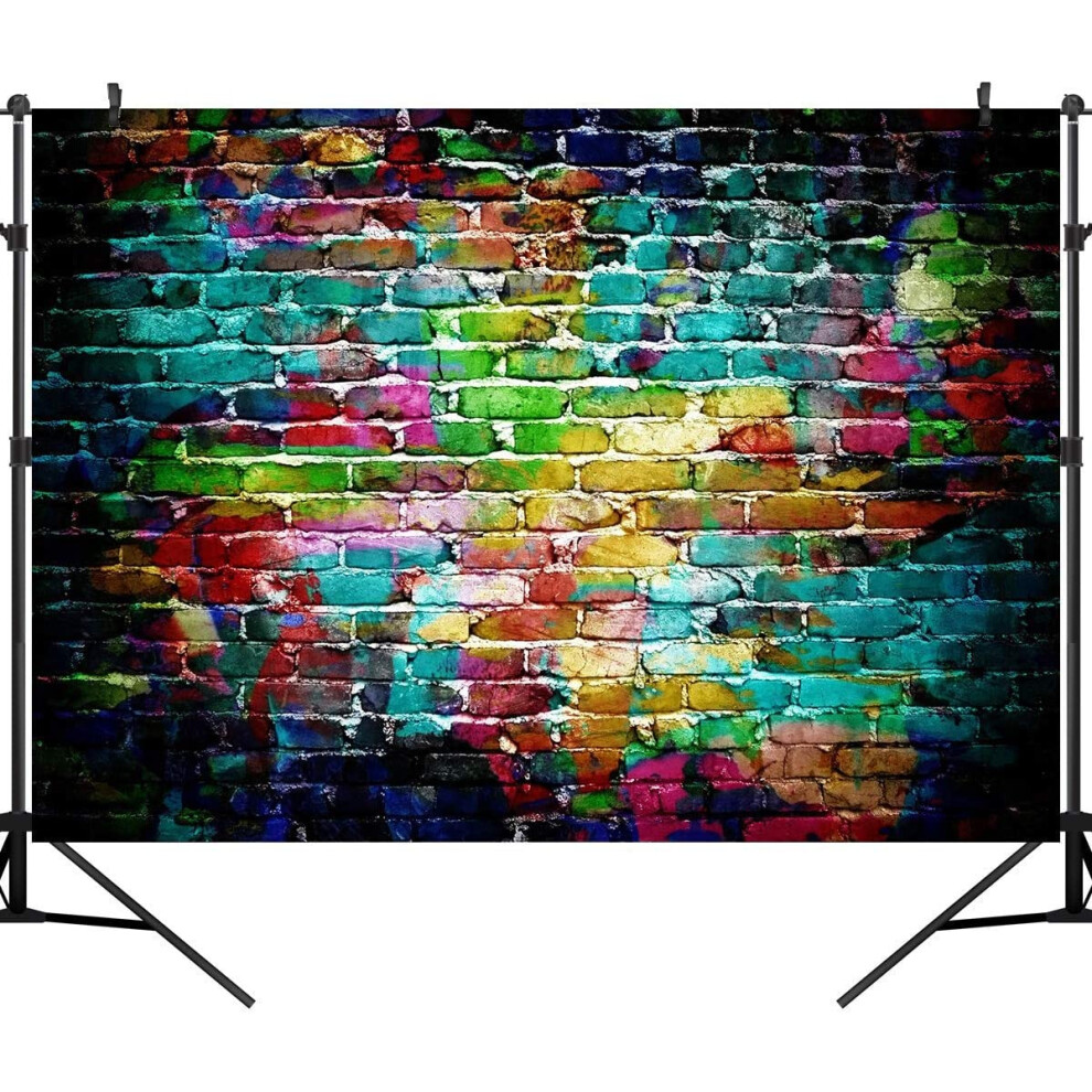 Color Brick Wall Backdrop Graffiti Brick Wall Photography Background 80'S 90'S Hip Hop Disco Birthday Wedding 9499224783454