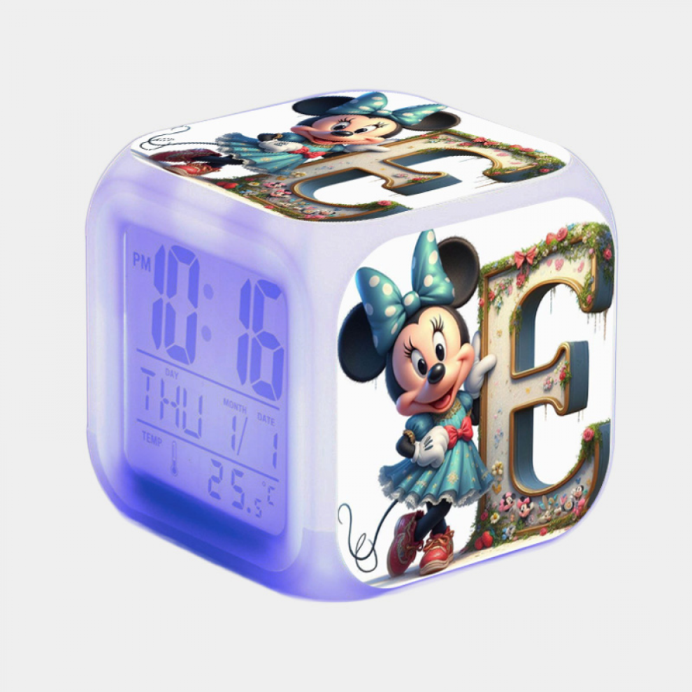 Hanntaoo Kids Digital Alarm Clock With Mickey Mouse Pattern, 7-Color Led, Thermometer, Night - Compatible With Htnl#021 Light