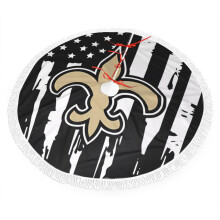 Saints Christmas Fringe Edge Plush Tree Skirt, compatible with NFL team colors, bright, easy install, great gift for fans (30" 36" 48")