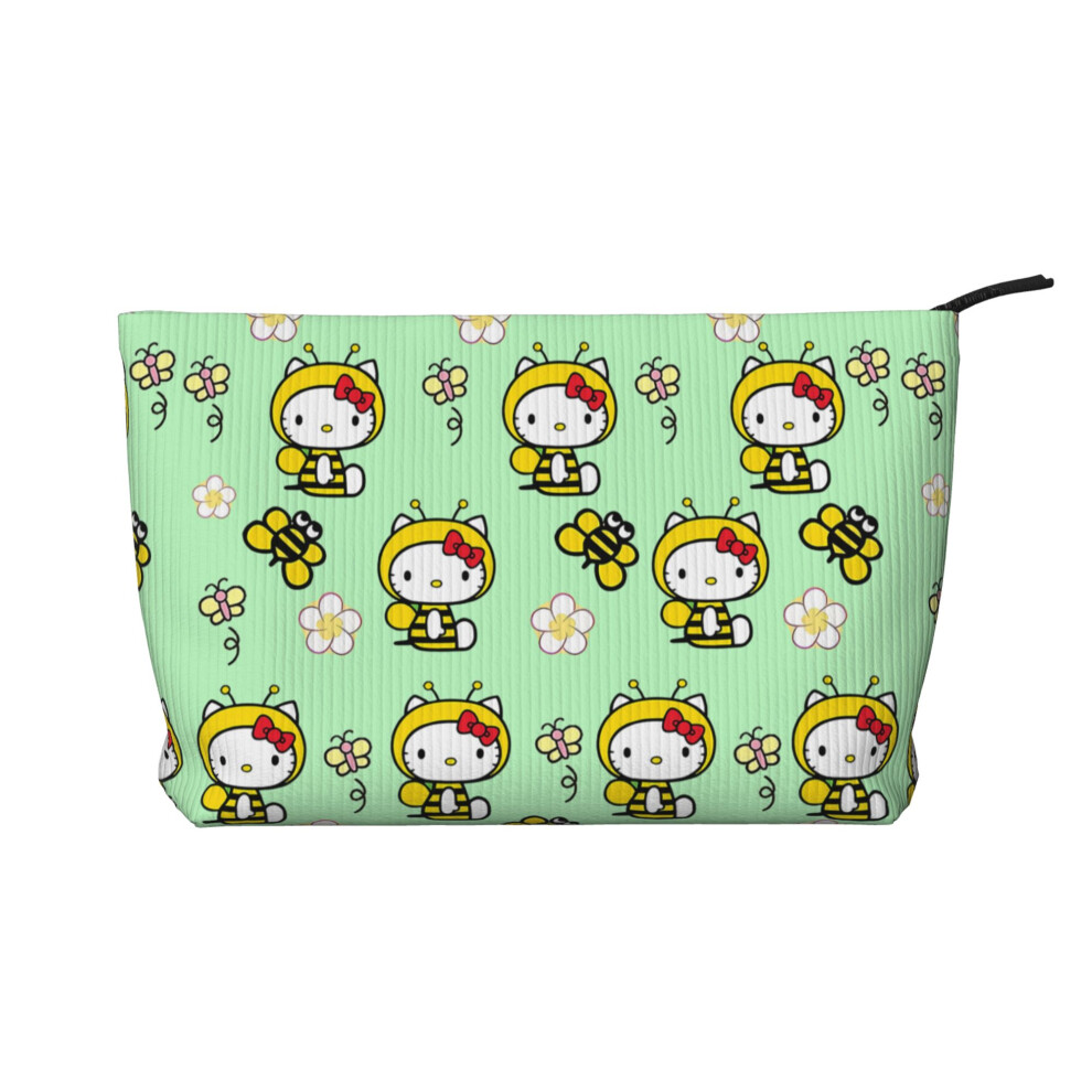 Hello Kitty Corduroy Cosmetic Bag Women's Toiletry Bag Accessories with Zipper Storage Bag Portable Cosmetic Travel Bag