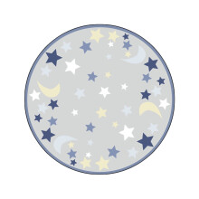 Blue, White, Yellow Moon & Star Round Floor Mat 40cm, Non-Slip Cartoon Carpet for Living Room Bedroom, compatible with Begine