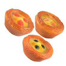 Simulated Egg Tart Props Artificial Pu Desktop Ornament Photo for Photoshoot Model 3 Pcs