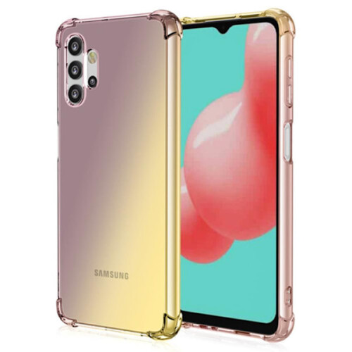 Compatible with Samsung Galaxy A32 - Shockproof Silicone Case Black/Gold