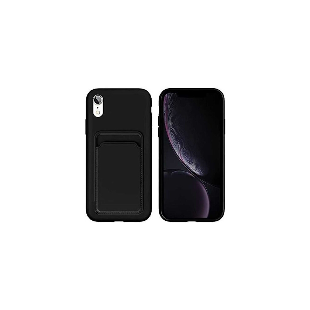 Compatible With Iphone Xr Rubberized Shockproof Case With Card Slot Liquid Navy Blue 9555307244318
