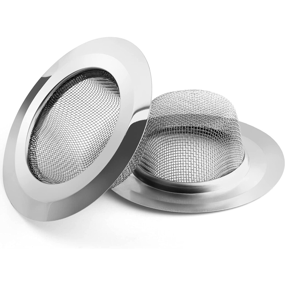 Kitchen Sink Strainer, 2Pcs Stainless Steel Mesh Drain Strainer, Large Wide Rim 4.5" Diameter, 1.5" Deep Drain Screen, Anti Clogging 9555307245841