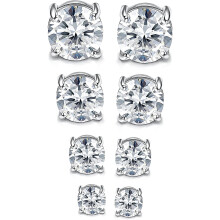 Jstyle 4 Pairs Stainless Steel Mens Womens Magnetic Stud Earrings Non-piercing CZ 4-7mm