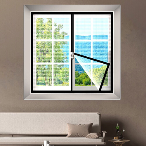 Bxaolu Window Screen Adjustable Window Net 39” x 47” Mesh Screen with Black Frames for House Windows 1