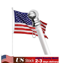 Tangle Free 6FT Aluminum Flagpole, Two-Piece, Rust & Wind Resistant, for Garden, House, Commercial (Classic White)