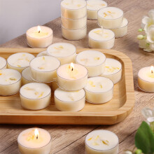 Scented Tealight Candles Jasmine 8 Pack, Handmade Floral Surface, Smokeless Long Burn for Home Decor