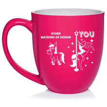 Matron Of Honor Superstar Unicorn Funny Ceramic Coffee Mug Tea Cup Gift for Her (16oz Hot Pink)