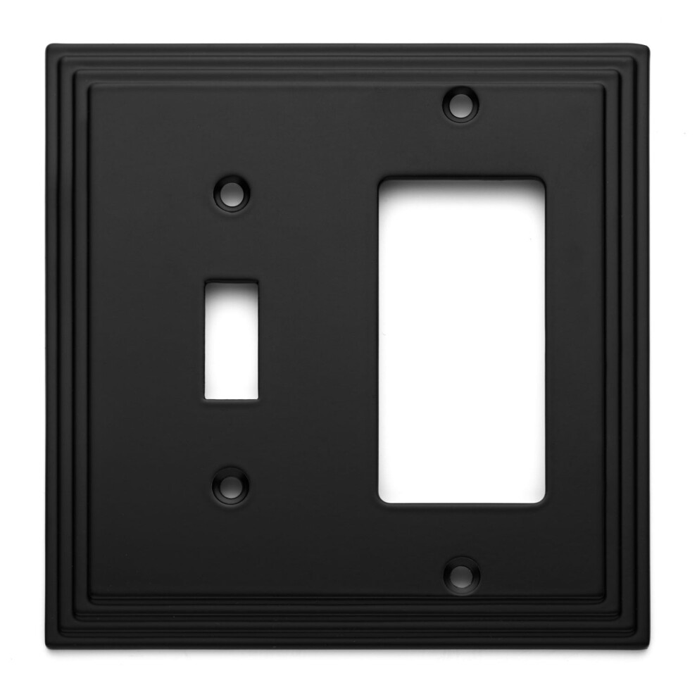 Cosmas 25077-Fb Flat Black Single Toggle/Gfi Decora Rocker Combo Wall Switch Plate Switchplate Cover 9193271532019