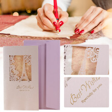 Elegant Christmas Card, Compatible with Kraft Paper Greeting Card, Hollow Carving Pearl Blessing Birthday Thank You Postcard Gift for Grandma, Family