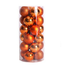 Ympuoqn 40mm Shatterproof Clear Plastic Christmas Ball Ornaments, Orange Xmas Baubles Set with Stuffed Decorations, 24 Pcs Compatible with Tree