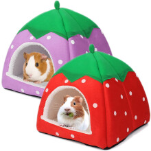 Manure Pig Hideout 2-pack Manure Pig Bed House Cage Accessories Cozy Hideout for Hedgehog Ferrets Chinchilla & Other Small Animals Red+Purple