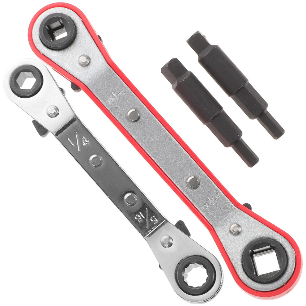1 Set Hvac Dual Headed Ratchet Wrenches Ac Refrigeration Tools With Hex Bit Adapters 9193271535751