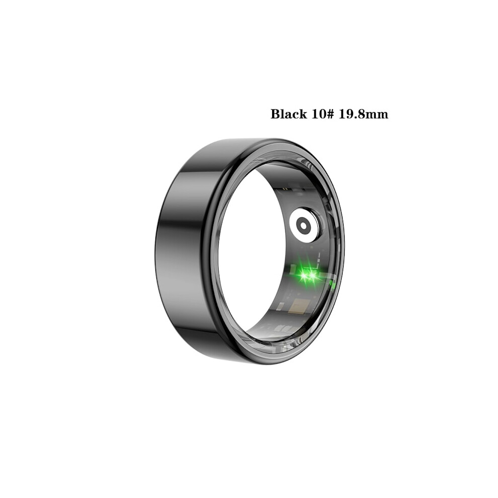Smart Ring Fitness Health Tracker Titanium Alloy Finger Ring Fo Black 19.8mm