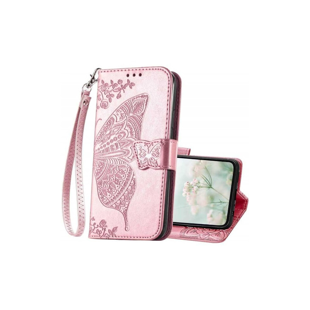Compatible With Samsung A55 5G Wallet Case Pu Leather 4-Compartment Motif Butterfly Rose Gold 9193271535966