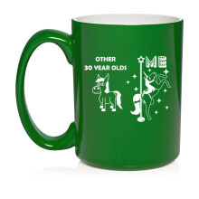 30 Year Old Superstar Unicorn Funny 30th Birthday Ceramic Coffee Mug Tea Cup Gift for Her, Friend, Coworker, Sister (15oz Green)