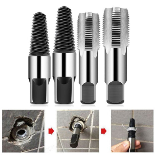1/2 & 3/4-Inch Pipe Thread Repair Tap with Broken Screw Extractor - Hardware Tools Set