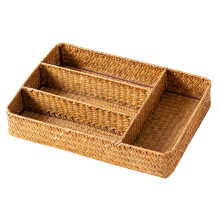 CNKOO Organizer Flatware Drawer Basket Silverware Cutlery Holdercaddy Tray Rattan Kitchen Utensil Woven Storage Fork Wicker