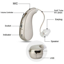 Rechargeable digital hearing aid USB - powerful sound amplifier for people with hearing loss, elderly