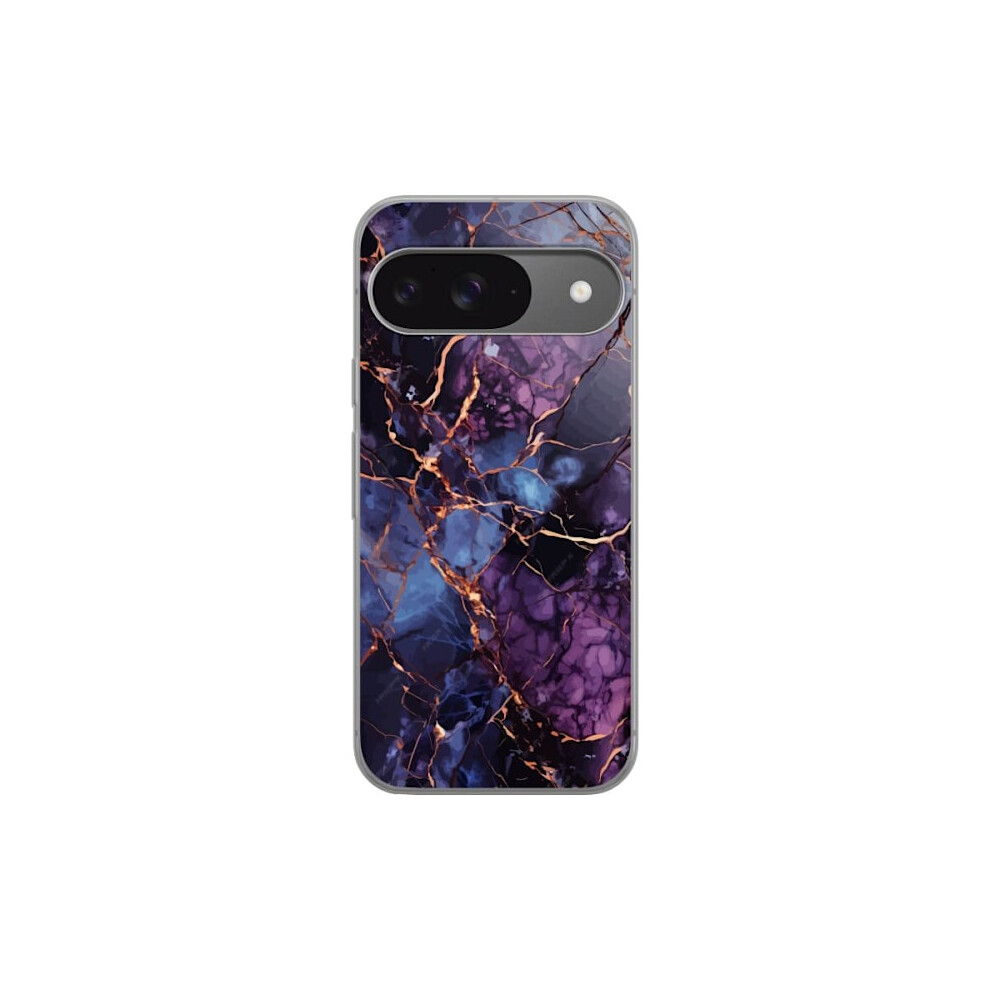 Google Pixel 9 Transparent Case Marble Blue Purple Blue,Purple 9170372814527