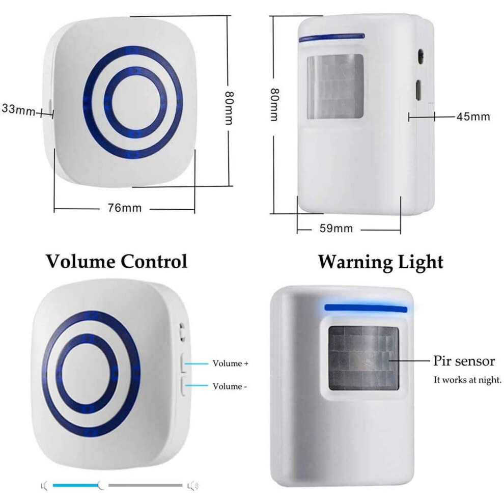 Levamdar Wireless Motion Sensor Door Chime, White (Count 2) 9170372815203