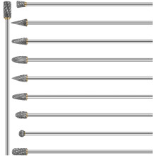 10Pcs Long Rotary Burr Set 1/8inch Shank Carbide Carving Burr Double Cut Wood Engraving Bit Kit compatible with die grinders for Wood Marble Jade