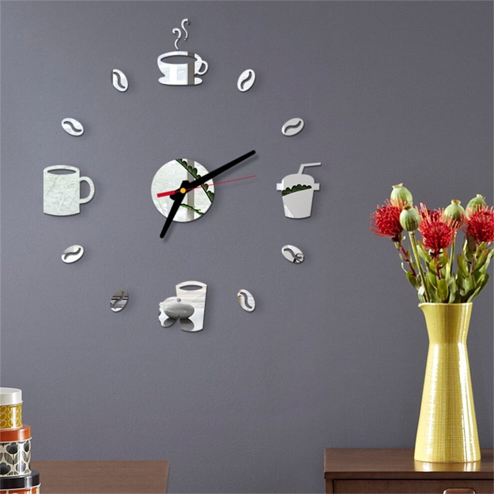Wall Clock 3D Diy Roman Numbers Acrylic Mirror Wall Sticker Clock Home Decor Mural Decals 9170372815265