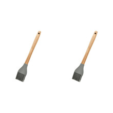 2PCS Home Baking Roundwood Handle Split Grill Brush Pancake Silicone Grease Brush Kitchen E