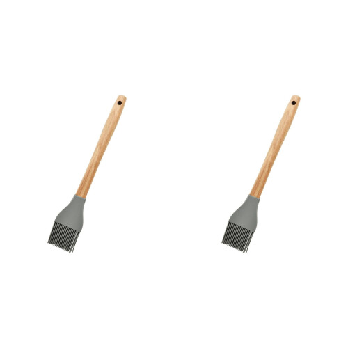 2PCS Home Baking Roundwood Handle Split Grill Brush Pancake Silicone Grease Brush Kitchen E