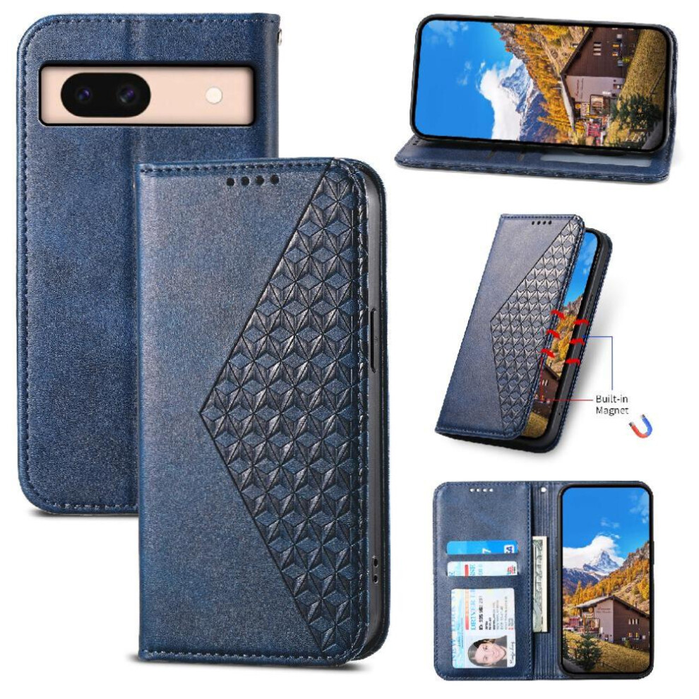 Flip Case For Google Pixel 8A Daily Use Wallet Stand Rhombus Shape Hand Strap 9165521361502